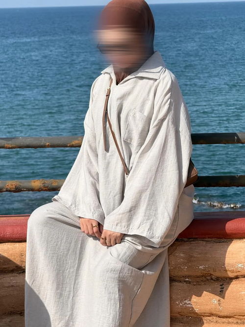 ABAYA-LAIN-BEIGE-S-M