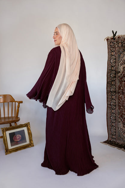 Abaya Plissée Bordeaux Profond