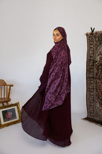 Abaya Plissée Bordeaux Profond