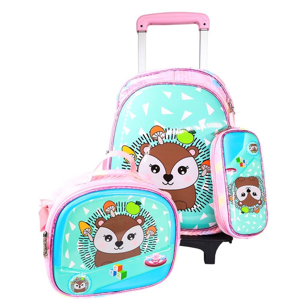 Pack Scolaire 3 Pièces Premium – Cartable à Roulettes Trolley 3D